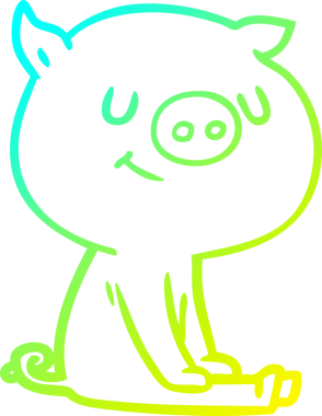 Bir insan tarafından çizilmiş mutlu çizgi film domuzu çizimi.