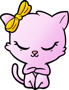 Bir insan tarafından çizilmiş sevimli çizgi film kedisi.