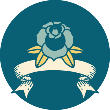 bir insan tarafından çizilmiş bir çiçek pankartıyla dövme biçimi simgesi