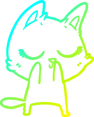 Bir insan tarafından çizilmiş sakin bir çizgi film kedisinin soğuk eğim çizgisi.