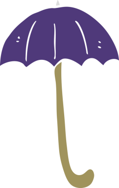 Bir insan tarafından çizilen şemsiyenin düz renk çizimi