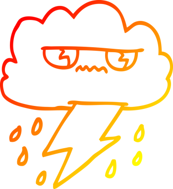 Bir insan tarafından çizilen sıcak çizgi çizgi film gök gürültüsü hava bulutu