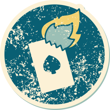 Bir insan tarafından çizilmiş alevli bir kartın sembolik dövmeli görüntüsü