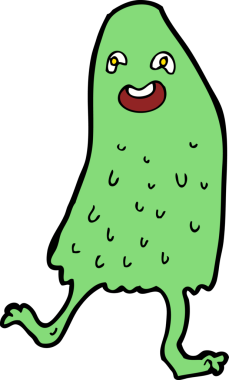 Bir insan tarafından çizilmiş komik balçık canavarı.