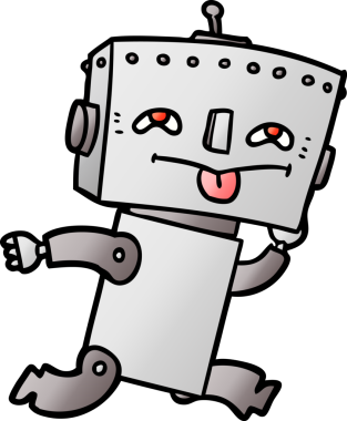 Bir insan tarafından çizilmiş çizgi film robotu