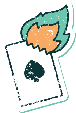 Bir insan tarafından çizilmiş alevli bir kartın sembolik dövmeli görüntüsü