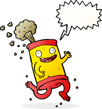 Bir insan tarafından çizilmiş konuşma baloncuklu karikatür soda kutusu.