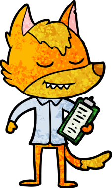 Ofis çalışanı Fox çizgi film karakteri bir insan tarafından çizilmiş.