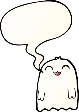 bir insan tarafından çizilmiş yumuşak eğimli konuşma baloncuklu çizgi film hayaleti