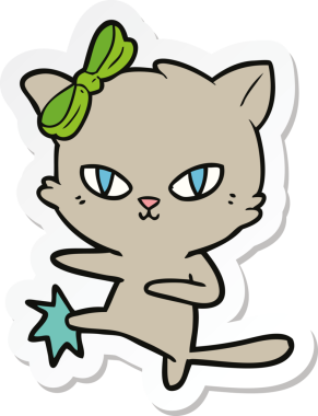 Bir insan tarafından çizilmiş şirin bir çizgi film kedisinin çıkartması.