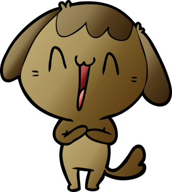 Bir insan tarafından çizilmiş şirin bir çizgi film köpeği.