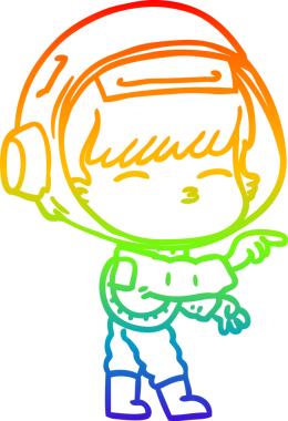 gökkuşağı gradyan çizimi bir insan tarafından çizilmiş meraklı astronot çizgi