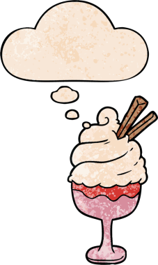 Bir insan tarafından çizilmiş grunge desenli düşünce baloncuklu çizgi film dondurması.