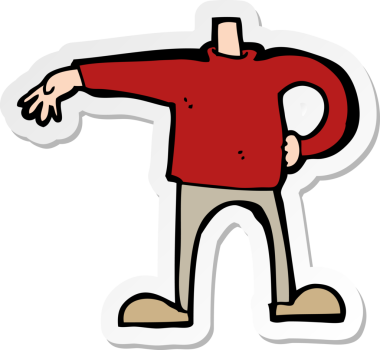 Bir insan tarafından çizilmiş jest yapan karikatür erkek çocuğu çıkartması.