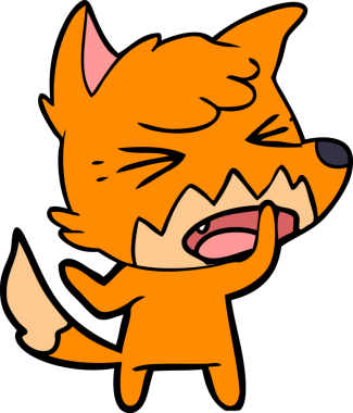 Bir insan tarafından çizilmiş kızgın çizgi film tilkisi.