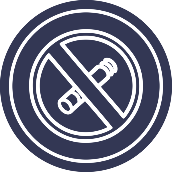 Bir insan tarafından çizilmiş sigara içilen dairesel simge yok