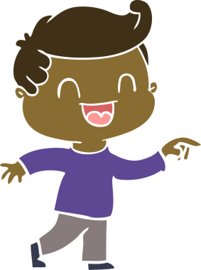 Düz renkli çizgi film. Mutlu adam bir insan tarafından çizilmiş.