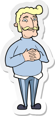 Bir insan tarafından çizilmiş bir bıyıklı adamın çıkartması.