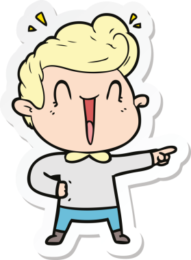 Bir insan tarafından çizilmiş heyecanlı bir adamın çıkartması.