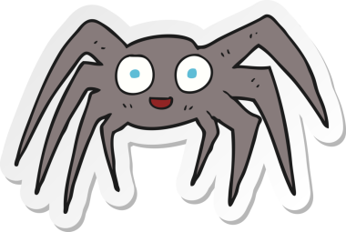 Bir insan tarafından çizilmiş çizgi film örümceğinin çıkartması.