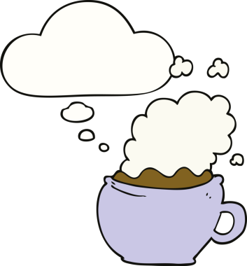 Bir insan tarafından çizilmiş sıcak kahve fincanı.