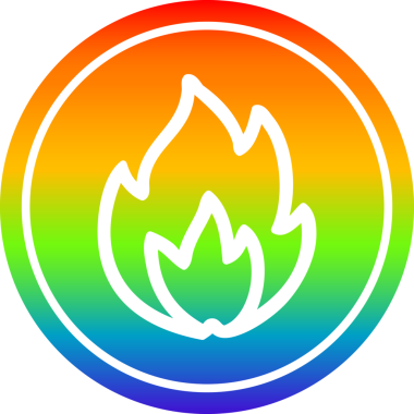 Bir insan tarafından çizilmiş gökkuşağı gradyan basit alev dairesel simgesi