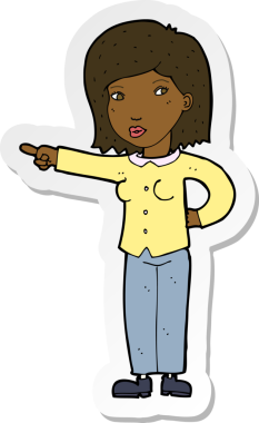 Bir insan tarafından çizilmiş bir karikatür kadının çıkartması.