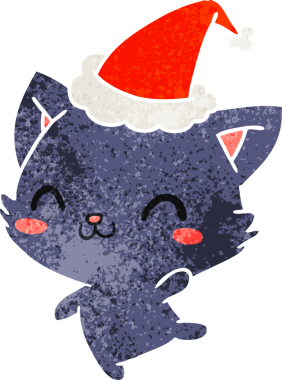 Bir insan tarafından çizilmiş kawaii kedisinin eski bir karikatürü.