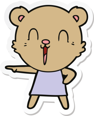 Bir insan tarafından çizilmiş mutlu çizgi film ayısının çıkartması.