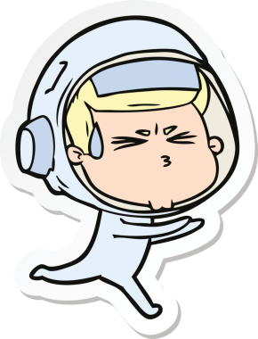 Bir insan tarafından çizilmiş astronotun çizdiği bir çizgi film çıkartması.