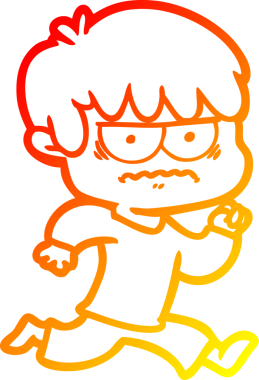 Bir insan tarafından çizilmiş kızgın çizgi film çocuğunun sıcak çizgi çizimi.