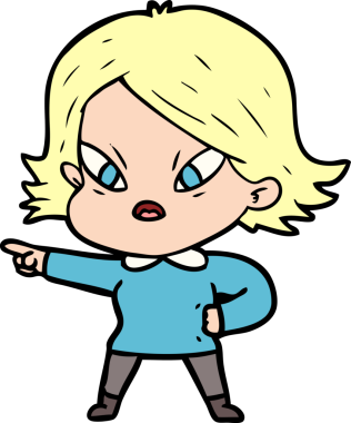 Çizgi film bir insan tarafından çizilmiş stresli kadın.