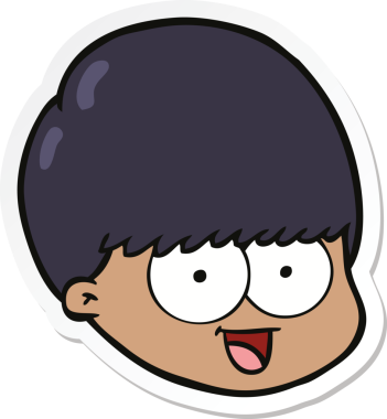 Bir insan tarafından çizilmiş karikatür erkek yüzü çıkartması