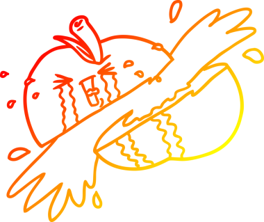 Bir insan tarafından çizilmiş elma karikatürünün sıcak gradyan çizimi