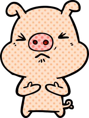 Bir insan tarafından çizilmiş kızgın domuz çizgi filmi.