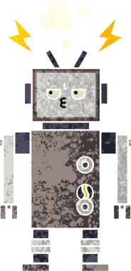 Bir insan tarafından çizilmiş bir robotun retro çizim tarzı karikatürü