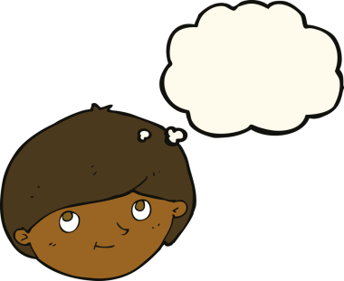 Bir insan tarafından çizilmiş düşünce balonlu mutlu adam çizgi filmi.