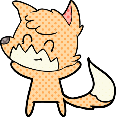 Bir insan tarafından çizilmiş mutlu tilki çizgi filmi.