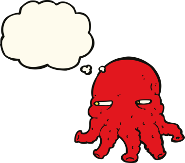 Bir insan tarafından çizilmiş düşünce baloncuklu uzaylı yüzü.