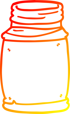 Bir insan tarafından çizilmiş karikatür depolama kavanozunun sıcak çizgi çizimi