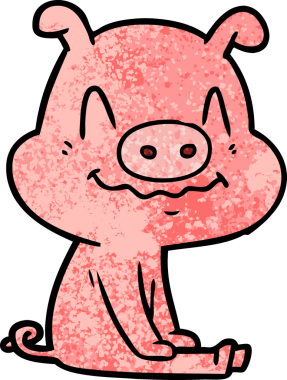 Bir insan tarafından çizilmiş sinirli çizgi film domuzu.