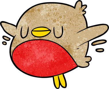 Bir insan tarafından çizilmiş şirin bir çizgi film noel robini.