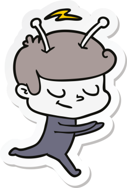 Bir insan tarafından çizilmiş dost canlısı bir uzay adamının çıkartması.