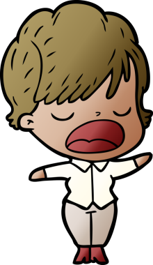 Bir insan tarafından çizilmiş bir karikatür kadın konuşuyor.