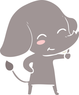 Bir insan tarafından çizilmiş düz renk çizgi film fili.