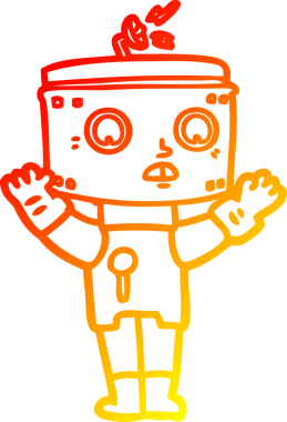 Bir insan tarafından çizilen çizgi film robotunun sıcak çizgi çizimi