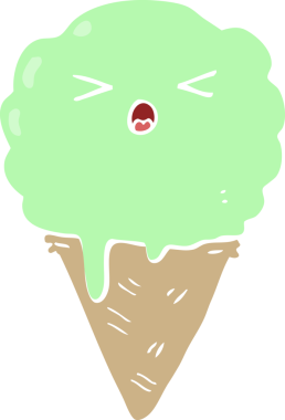 Bir insan tarafından çizilmiş düz renkli çizgi film dondurması.