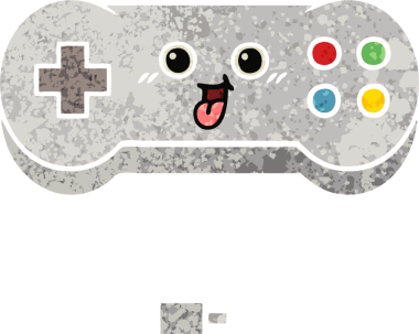 Bir insan tarafından çizilmiş bir oyun denetleyicisinin retro illüstrasyon tarzı karikatürü