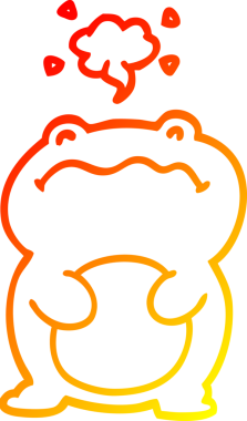 Bir insan tarafından çizilmiş komik bir kurbağanın sıcak çizgi çizimi