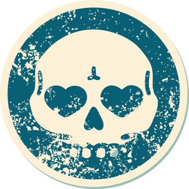 Bir insan tarafından çizilmiş bir kafatasının sembolik dövmeli görüntüsü.